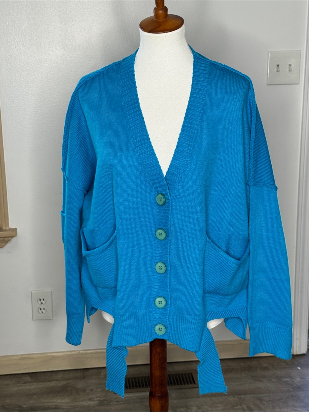 POL Turquoise V-Neck Button-Up Cardigan
